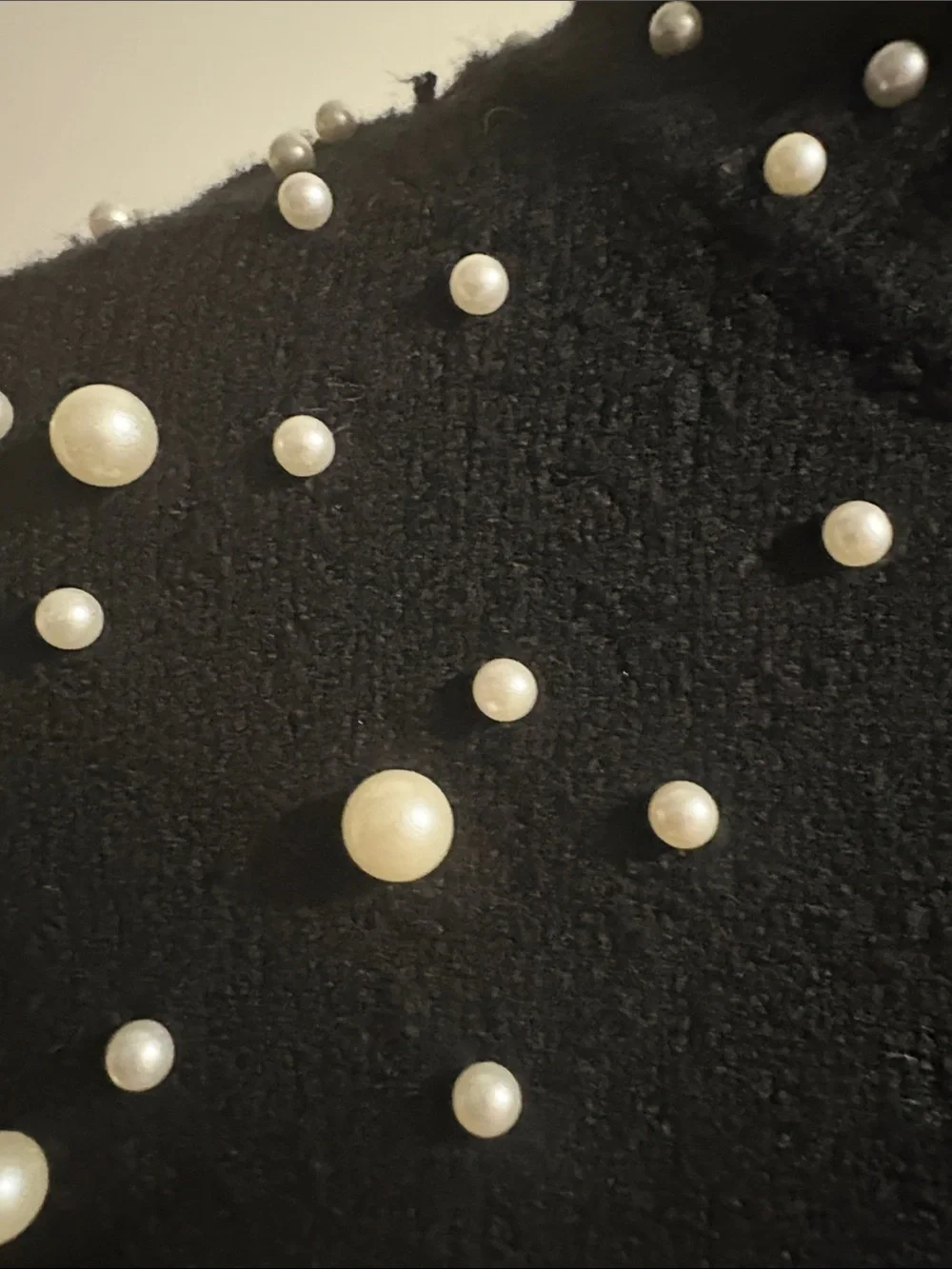 Sincerely Jules Black Pearl-Embellished Mock Neck Sweater